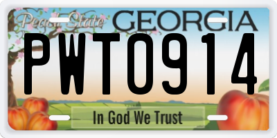 GA license plate PWT0914