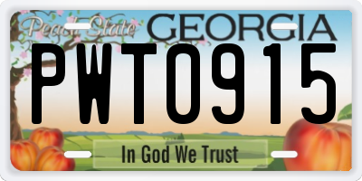 GA license plate PWT0915