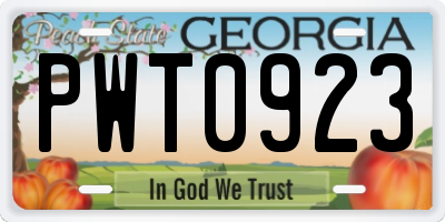 GA license plate PWT0923
