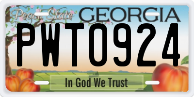 GA license plate PWT0924