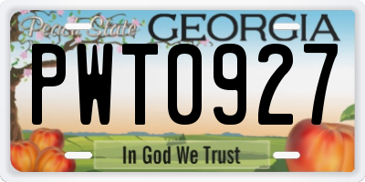 GA license plate PWT0927