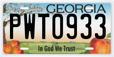 GA license plate PWT0933