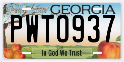 GA license plate PWT0937