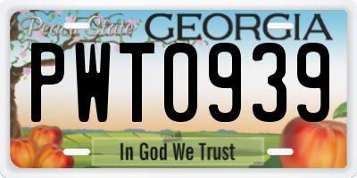 GA license plate PWT0939
