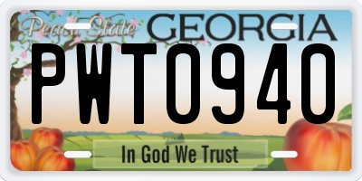 GA license plate PWT0940