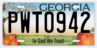 GA license plate PWT0942