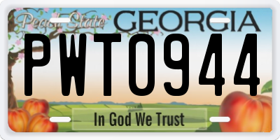 GA license plate PWT0944