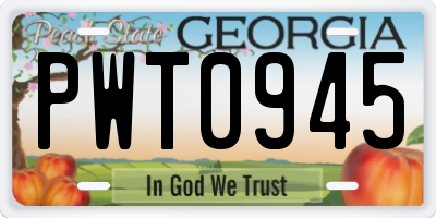 GA license plate PWT0945