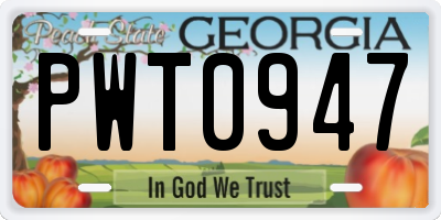 GA license plate PWT0947