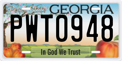 GA license plate PWT0948