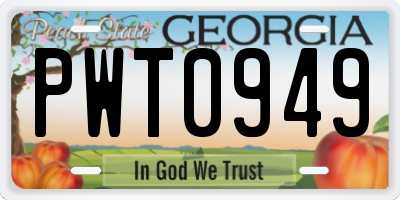 GA license plate PWT0949