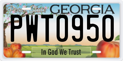 GA license plate PWT0950