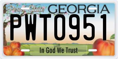 GA license plate PWT0951