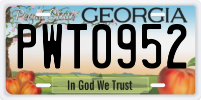 GA license plate PWT0952