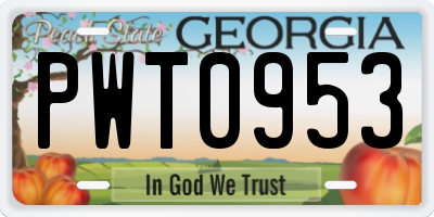 GA license plate PWT0953