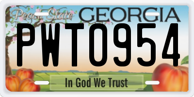 GA license plate PWT0954