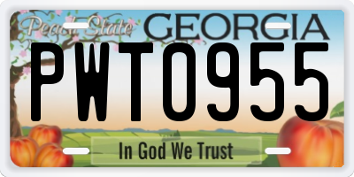 GA license plate PWT0955