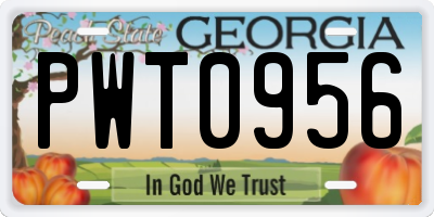 GA license plate PWT0956