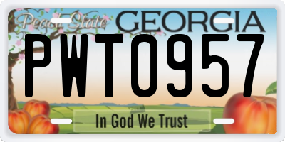 GA license plate PWT0957