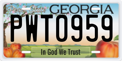 GA license plate PWT0959