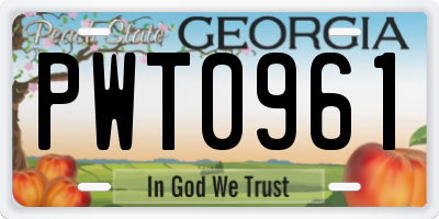GA license plate PWT0961