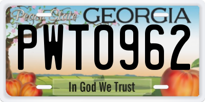 GA license plate PWT0962