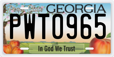 GA license plate PWT0965