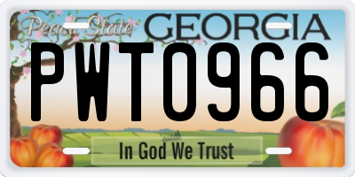 GA license plate PWT0966