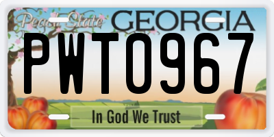 GA license plate PWT0967