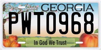 GA license plate PWT0968