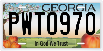 GA license plate PWT0970
