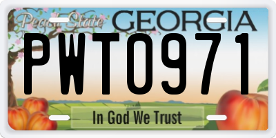 GA license plate PWT0971