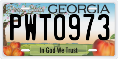 GA license plate PWT0973