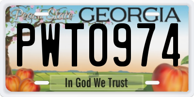 GA license plate PWT0974