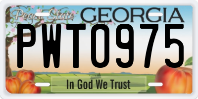 GA license plate PWT0975