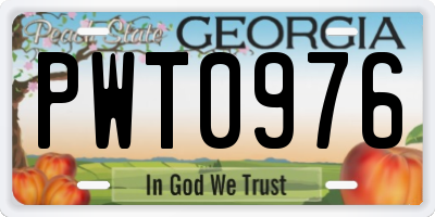 GA license plate PWT0976