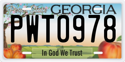 GA license plate PWT0978