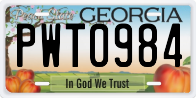 GA license plate PWT0984