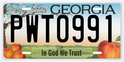GA license plate PWT0991