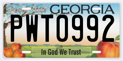 GA license plate PWT0992