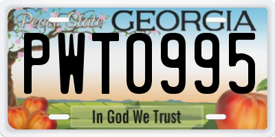 GA license plate PWT0995
