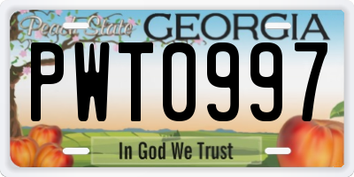 GA license plate PWT0997