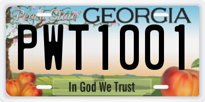 GA license plate PWT1001