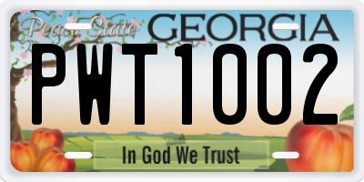 GA license plate PWT1002