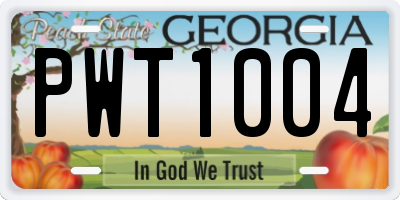 GA license plate PWT1004
