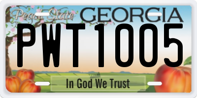 GA license plate PWT1005
