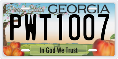 GA license plate PWT1007
