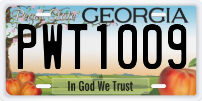 GA license plate PWT1009