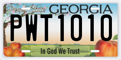 GA license plate PWT1010