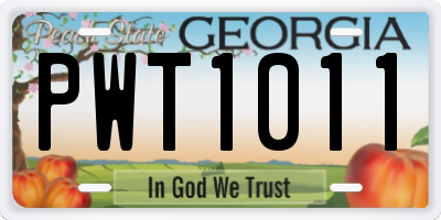 GA license plate PWT1011